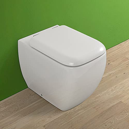 Inbagno Water Filo Muro Singolo, in Ceramica Bianco, Completo di Copriwater Slim con Chiusura rallentata, Serie Metropolitan