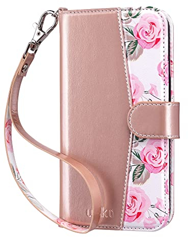 ULAK for iPhone 14 Case Wallet, Flip Case with Card Holder PU Leather + TPU Bumper Stand Cover Kickstand Full Protective Phone Case for iPhone 14 6.1 inch - Rose Gold