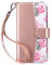 ULAK for iPhone 14 Case Wallet, Flip Case with Card Holder PU Leather + TPU Bumper Stand Cover Kickstand Full Protective Phone Case for iPhone 14 6.1 inch - Rose Gold
