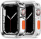 Amizee 2 Pezzi Cover Robusta Cover Compatibile con Apple Watch Series 9/8/7 45mm Series 6/SE/5/4 44mm, Custodia Protettiva Placcato TPU Antiurto Compatibile con iWatch (Argento/Trasparente)