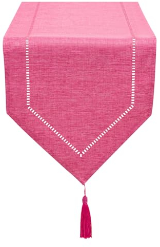 LLCUTESHOP Caminos de Mesa Rojo Rosa 32 x 180 cm de Diseño Moderno e Innovador Caminos de Mesa de Lino Sólido, Caminos de Mesa Lavable Caminos de Mesa de Diseño de Espigas de Trigo