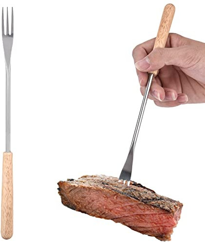 26,5 Cm Große Grillgabel Mit Holzgriff, Grillspieß Für Camping-Picknick