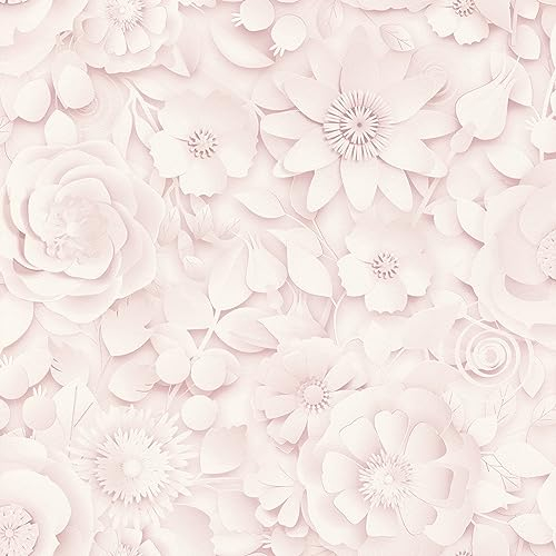 Rasch Papier peint 200232 - Rose clair avec fleurs aspect 3D - 10,05 x 0,53 m (L x l)