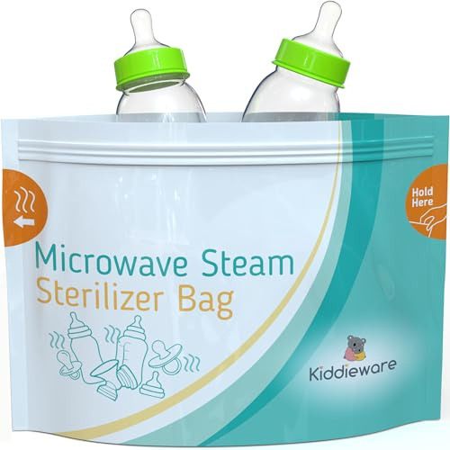 Esterilizador de microondas para biberones, 20 bolsas esterilizadoras desinfectantes para chupetes y sacaleches, esterilizador de viaje portátil para biberones, chupetes y piezas de extractor de leche