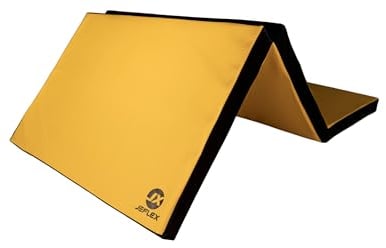 Jeflex - Gelb Schwarze klappbare Weichbodenmatte & Turnmatte 210 x 100 x 8 cm MADE IN GERMANY/faltbare Gymnastikmatte/platzsparende Fitnessmatte & faltbare Yogamatte/Sportmatte fürs Kinderzimmer