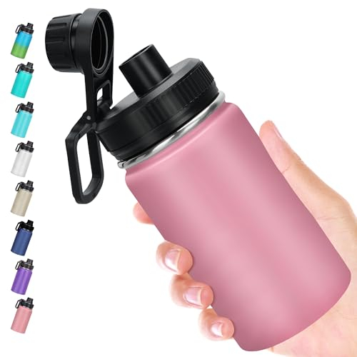 Milifox 350ml Insulated Water Bottle Leakproof,Vacuum Stainless Steel Water Bottles,Dual Use of Hot Cold Drinking Flask Double Wall Insulation,18 Hours Cold and 8 Hours Hot(Pink)