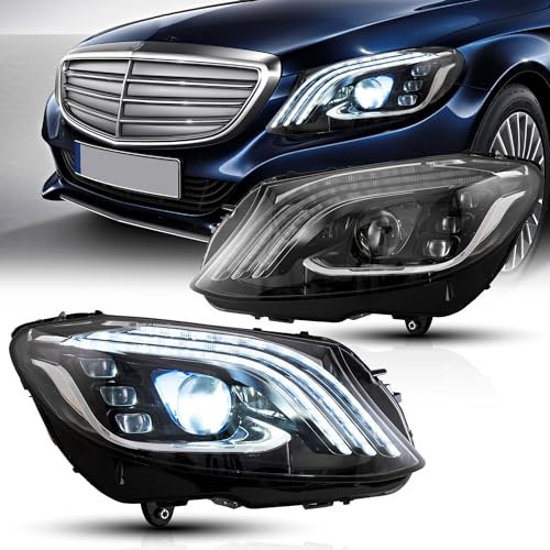 VLAND Scheinwerfer Set passend für B-enz C-Klasse W205 2015-2020 C200 C250 C300 C350 C63 AMG Fahrer- und Beifahrerseite