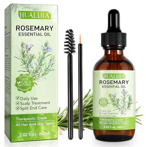 Rosemary Oil for Hair Growth, 100% Pure Rosemary Essential Oil for Skin, Face, Eyebrow and Eyelash Growth, Body Massage, Nourishes The Scalp, Improve Blood Circulation, 60ml