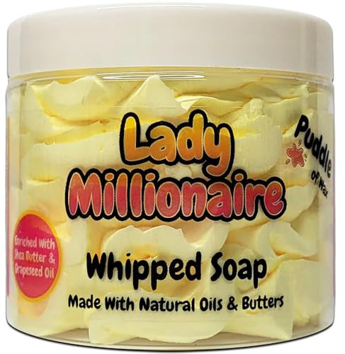 Lady Millionaire Whipped Soap Body Wash - 150g - Natural Oils and Butters - Perfume Scent - Vegan Friendly - Puddle of Wax - Made in the UK