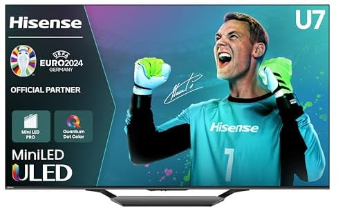 Hisense 85U7NQ - Mini-LED TV, 85 Pulgadas, con Quantum Dot Colour, Modo Juego de 144Hz VRR 240 fps, Full Array Local Dimming, Procesador Hi-View Engine,Dolby Vision IQ & Dolby Atmos (Nuevo 2024)