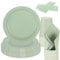 CEILIWEN Set di piatti di carta verde, tovaglioli e bicchieri, 125 pezzi, set di stoviglie per feste verde verde include piatto di carta da 22,8 cm, piatto da dessert da 17,8 cm, tovaglioli, tazze