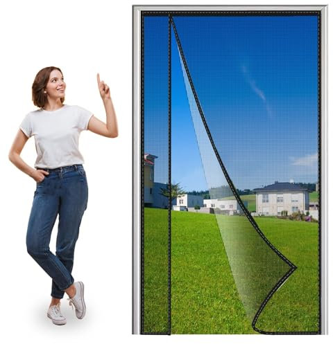 Stärkere Magnete Fliegengitter Tür Ohne Bohren Insektengitter 145x220cm Fliegengitter Tür Magnetisch Insektenschutz Magnet Fliegengitter Tür Schwarz