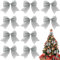 NJCXOLA 10 Stück Silbrig Schleifen Weihnachten Glitzer Weihnachtsbaum deko Schleifen Weihnachtsbaumschmuck für Familienfeiern Party Dekoration für Weihnachten Urlaub Hochzeit Feierlichkeiten