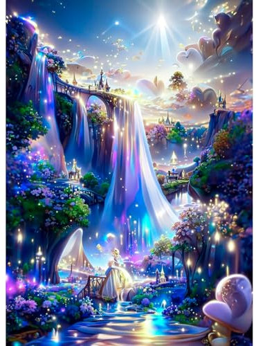 AIRDEA Fantasy-Landschaft Diamond Painting Erwachsene, DIY 5D Wald Diamant Painting Bilder, Bastelset Erwachsene Frauen als Haus Wanddeko 30x40 cm