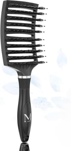 MOONIE’S Haarbürste ohne Ziepen, Premium Haar Bürste Entwirrbürste Detangler für lange Haare, Hair-Brush Haarpflege Paddelbürste für Damen Herren & Kinder, nasses & trockenes Haar, Schwarz