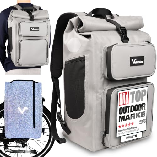 Valkental UrbanX 2in1 Fahrradtasche & Rucksack, 28L | 28L Volumen, wasserdicht, abschließbare Befestigung, elegant als Gepäckträgertasche & Rucksack, geprüfte Qualität