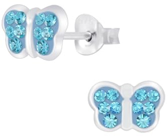 Monkimau Mädchen Ohrringe Schmetterling | Ohrstecker aus 925 Sterling Silber | Kinderohrringe hypoallergen
