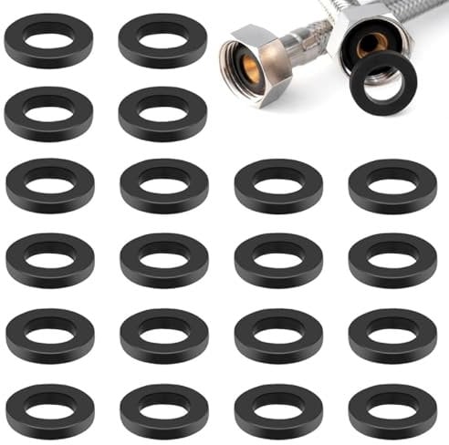 20pcs Black Shower Hose Washer Seals, Shower Hose Connector Washers, 1/2 Inch Tap Sealing Rings for Shower Head and Hose Fitting
