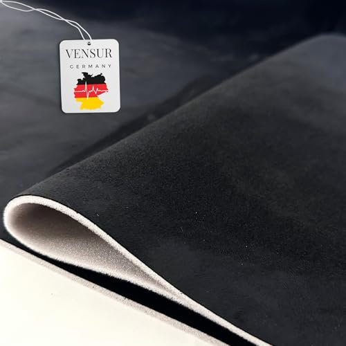 Dachhimmel Stoff Schwarz Autohimmel Mikrofaser Wildleder Optik mit Schaumstoff Bezugsstoff Polster Reparatur Autohimmelstoff Innenraum Verkleidung Meterware Auto Caravan Boot Wohnmobil (25cm x 145cm)