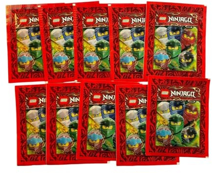 Lego 10x Sticker Tüten Booster (rot) Ninjago Legacy Blue Ocean Sammelkartenspiel 50 Sticker - verpackt in Lego Tüte