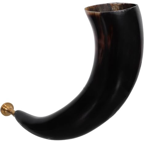 Levemolo Wikingerhorn aus echtem Ochsenhorn ca 30 35 cm kraftvolles Signalhorn für Halloween und Piraten Cosplay handgefertigte Requisite für Rollenspiele und Partys