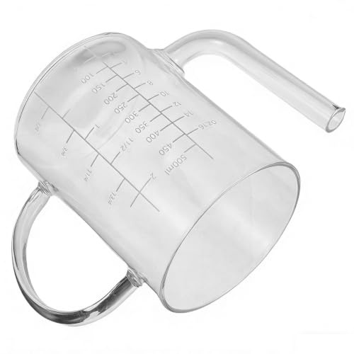 MOBUTOFU Fat Separator Jug with Scales 500ml 17oz Glass Grease Separator for Precise Oil Separation and Easy Pouring with Long Spout, for Kitchen Cooking and Meat Juice Collection