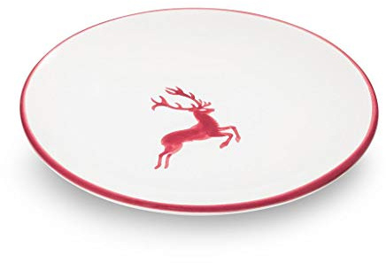 GMUNDNER KERAMIK Unterteller für Kaffeetasse, Durchmesser: 15 cm, Bordeauxroter Hirsch, handgemachte Keramik aus Österreich