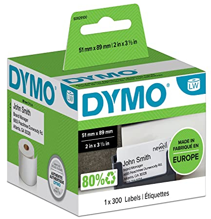 DYMO Original LabelWriter Namenschilder-Etiketten | 51 mm x 89 mm | Rolle mit 300 Etiketten | selbstklebend | für LabelWriter Etikettendrucker und Beschriftungsgerät