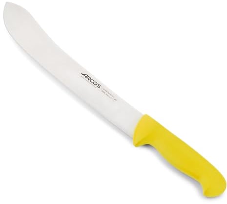 Arcos Cuchillo carnicero con Hoja Acero Inoxidable 300 mm. Cuchillo cocina profesional cortar carne, pescado y verduras. Mango ergonómico polioximetileno. Serie 2900. Color amarillo.