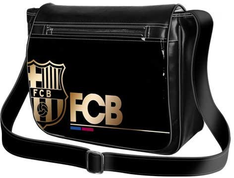 *Exclusiv* FC Barcelona Schultertasche Tasche Gold Messi Umhängetasche Notebook LEDER LOOK