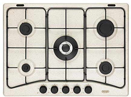 DELONGHI FFS 57 ASV PIANO COTTURA 5 FUOCHI A GAS GRIGLIE SMALTATE 70 CM COLORE AVENA FFS57ASV