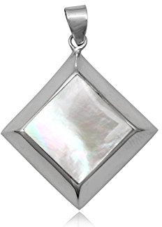 EYS JEWELRY® Damen-Anhänger Eckig 30 x 26 mm Perlmutt Muschel 925 Sterling Silber weiß im Etui Damenanhänger