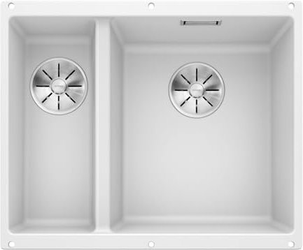 BLANCO SUBLINE 340/160-U – Évier de Cuisine Double Sous Plan pour Meubles Bas de 60 cm de Large – SILGRANIT – Blanc – 523562