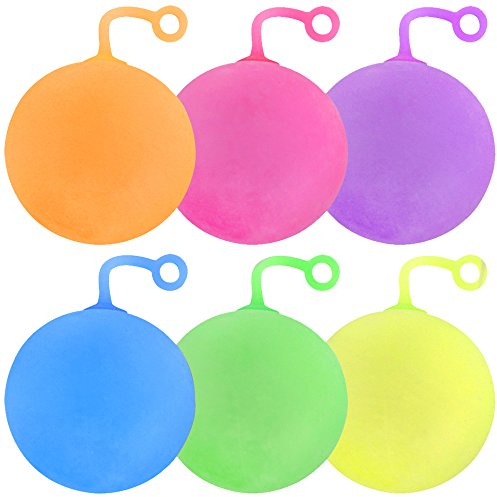 com-four® 6X Bubble-YoYo-Ball mit Licht und Glitzer - Weicher Gummiball zum Springen am Finger - Kugel zum Aufpusten mit bunten Lichteffekten [Auswahl variiert]