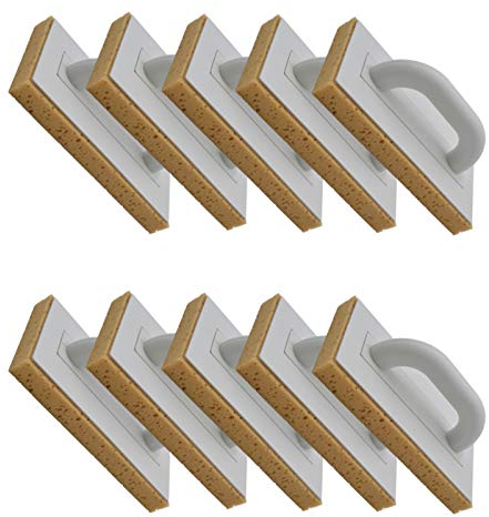 10er Set DEWEPRO® Schwammbrett - Fliesenschwamm mit 30mm gerasterte Schwammauflage - 280x140mm Waschbrett - Schwammscheibe Fliesenwaschbrett zur Reinigung frisch verlegter Fliesen