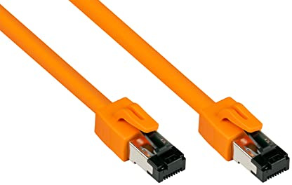 Good Connections PREMIUM Cat. 8.1 Patchkabel - 0,5 m - RNS Rastnasenschutz -S/FTP- 40GB/2000MHz - KUPFER-Leiter CU - Halogenfrei LSZH - Netzwerk-LAN-Kabel kompatibel zu CAT. 7 / 6A / 6 / 5e - ORANGE