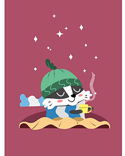 Wee Blue Coo LTD Badger Cozy Tea Large Wall Art Print Canvas Premium Poster Wand