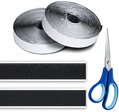 VIBIRIT 5M Biadesivo, Feltro Adesivo Forte Tessuto, Hook Loop Autoadesivo, per Finestre Cornici Foto Zanzariere Tappetini Auto e Fatti a Mano Nero