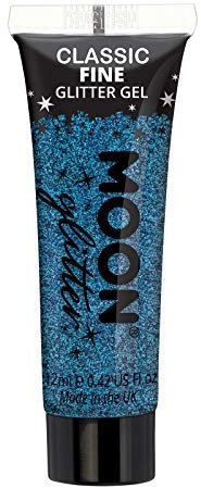 Classic Fine Face & Body Glitter Gel by Moon Glitter - Blue - Cosmetic Festival Glitter Face Paint for Face, Body, Hair, Nails - 12ml
