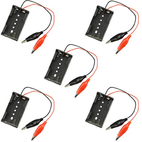 WMYCONGCONG 5 PCS 2x 1.5V AA Battery Holder with Alligator Clips