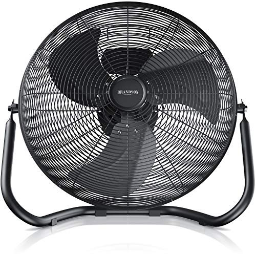 Brandson Ventilateur de Sol Design rétro, Ventilateur sur Pied de 50cm de diamètre, Ventilateur métallique, 3 Vitesses, Faible, Moyenne, Haute, Débit d'air élevé, Inclinable à 120°, Noir Mat