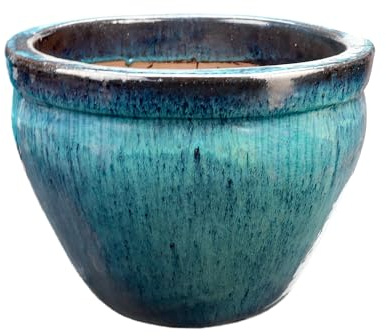 Blumentopf/Pflanzkübel Bamboo hoch Grün-Blau 38x30cm frostfest