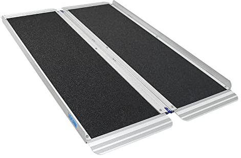 LIEKUMM Rollstuhlrampe 77 cm Breite, 300 kg Kapazität Rollstuhlrampe Klappbar, 121 cm Aluminium Rollstuhlrampe für Treppen, Stufen, Bordsteine, Schwellenrampe für Elektro-Rollstuhl, Kinderwagen