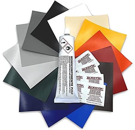 Kit de réparation pour bâche de camion, dimensions : 100 x 100 cm, avec colle PVC