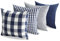 CARRIE HOME Marineblauer Buffalo Plaid Outdoor Throw Kissenbezüge 45,7 x 45,7 cm Set mit 4 blauen und weißen Bauernhaus-Dekor-Kissen für Couch Sofa Terrasse
