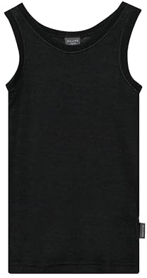 Dilling Kinder Unterhemd aus 70% Bio-Merinowolle & 30% Maulbeerseide – Unisex Wolle-Seide Tanktop – Natürlich Temperaturausgleichend & Hautfreundlich - Schwarz 98/104
