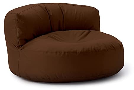 Lumaland Sitzsack Lounge | Sofa-Sitzsack 90 x 50 cm mit Rückenlehne | Indoor & Outdoor Beanbag | Wasserabweisend & Robust | Mit anpassungsfähiger EPS-Füllung | Waschbarer Bezug [Braun]