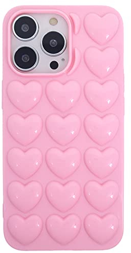 DMaos iPhone 13 Mini Case for Women, 3D Pop Bubble Heart Kawaii Gel Cover, Cute Girly for iPhone13 Mini 5.4 inch - Pink