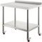 VEVOR Stainless Steel Prep Table, 36 x 24 x 35 Inch, 440lbs Load Capacity Heavy Duty Metal Worktable with Backsplash Adjustable Undershelf & 4 Casters, Commercial Workstation for Kitchen Restaurant