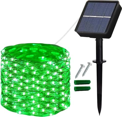 Solar String Lights, 120 LED 12M/40Ft Solar Garden Lights, 8 Modes Waterproof Indoor/Outdoor Copper Wire Decorative Lighting for Garden Home Patio Fence Yard Party Wedding (Green)